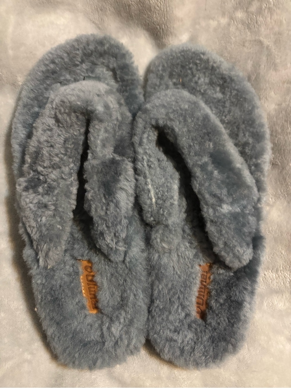 OluKai Kipe'a Heu Shearling Slipper Sandals Trench Blue Women's Size 9 NEW